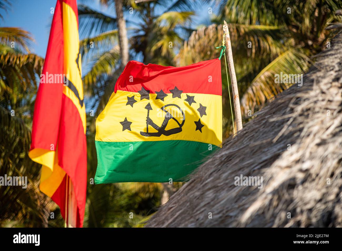 The flag of the Gun Yala in the San Blas Islands in Panama Stock Photo