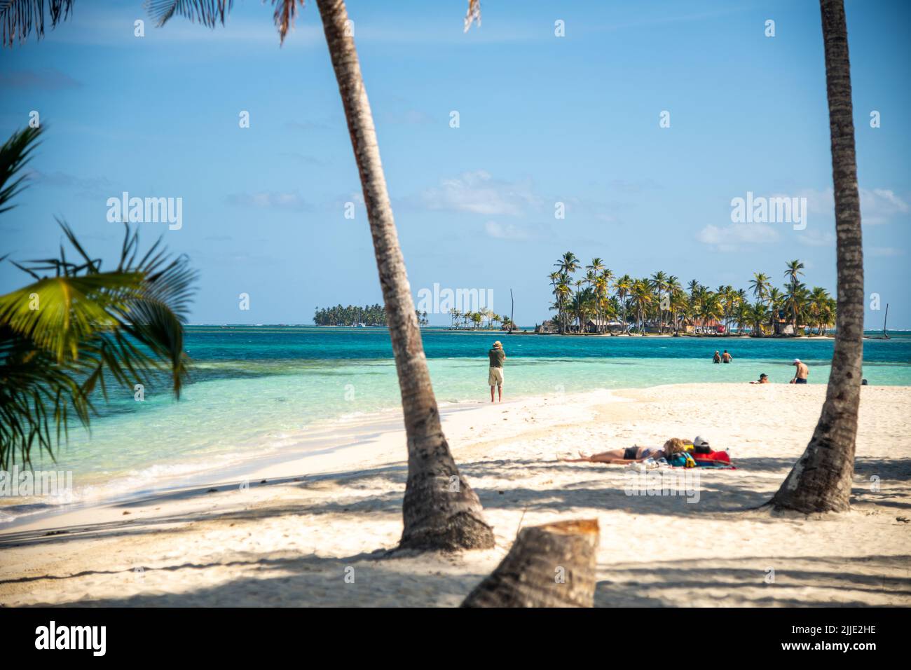 A beach in the San Blas Islands in Panama Stock Photo
