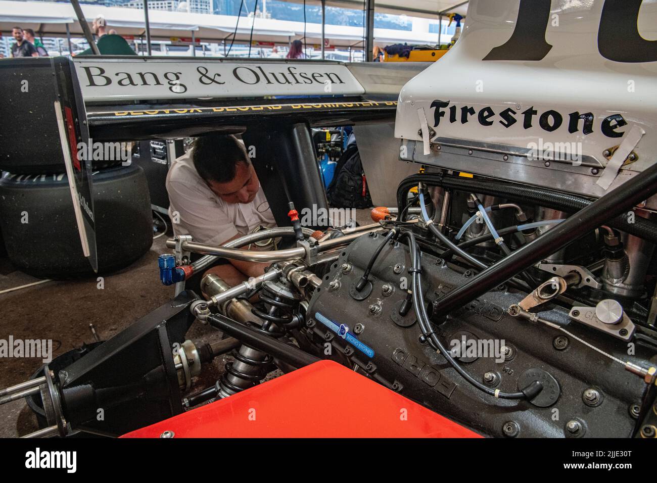 Surtees TS16 in the pits of the historic Grand Prix in Monaco Stock Photo