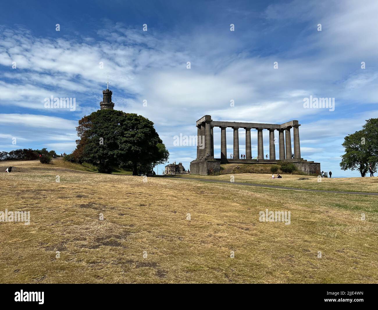 A beautiful shot of The National Monument of Scotland on Calton Hill in Edinburgh, Scotland Stock Photo