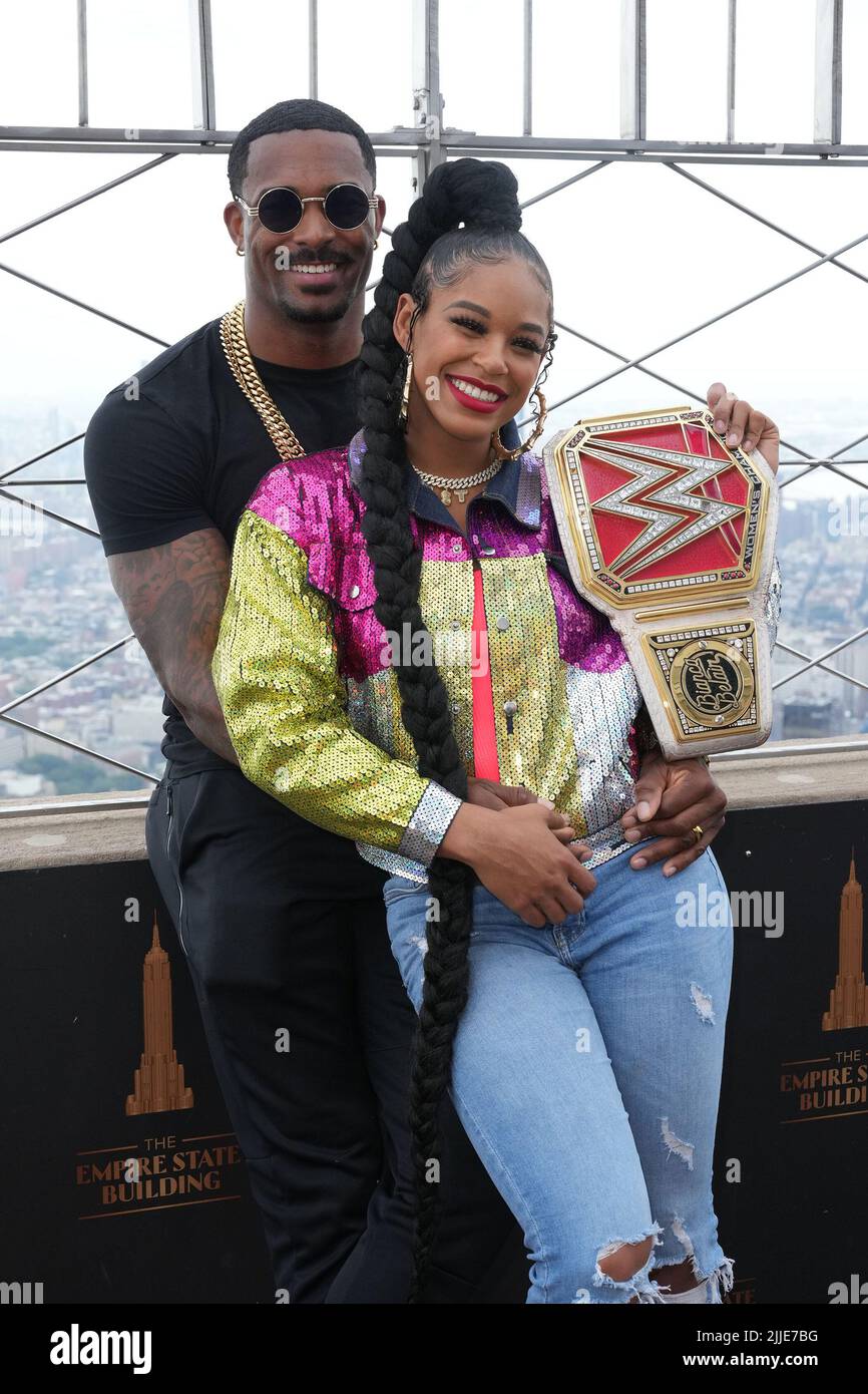WWE Superstars Bianca Belair And Montez Ford Visit The Empire State