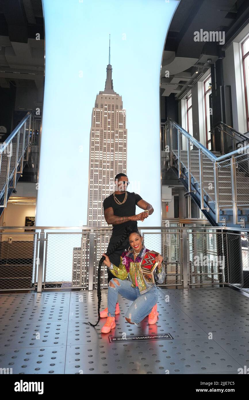 WWE Superstars Bianca Belair And Montez Ford Visit The Empire State