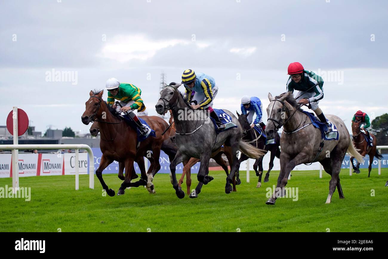 Irish Lullaby ridden by jockey Shane Foley (right) on their way to winning the Eventus Handicap during day one of the Galway Races Summer Festival 2022 at Galway Racecourse in County Galway, Republic of Ireland. Picture date: Monday July 25, 2022. Stock Photo