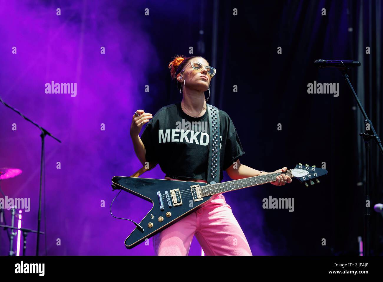 BARCELONA - JUL 16: Miriam Rodriguez performs in concert at Share Festival on July 16, 2022 in Barcelona, Spain. Stock Photo