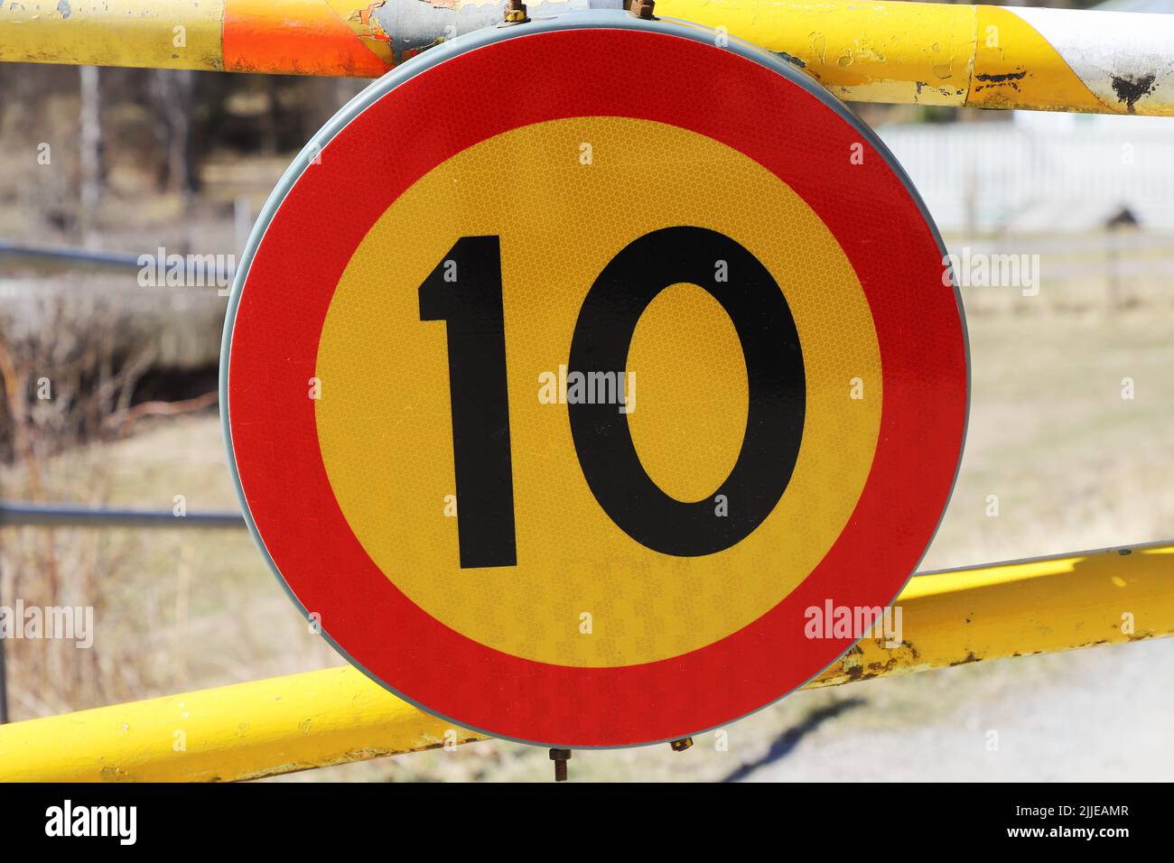 Speed limit 10 sign. Stock Photo