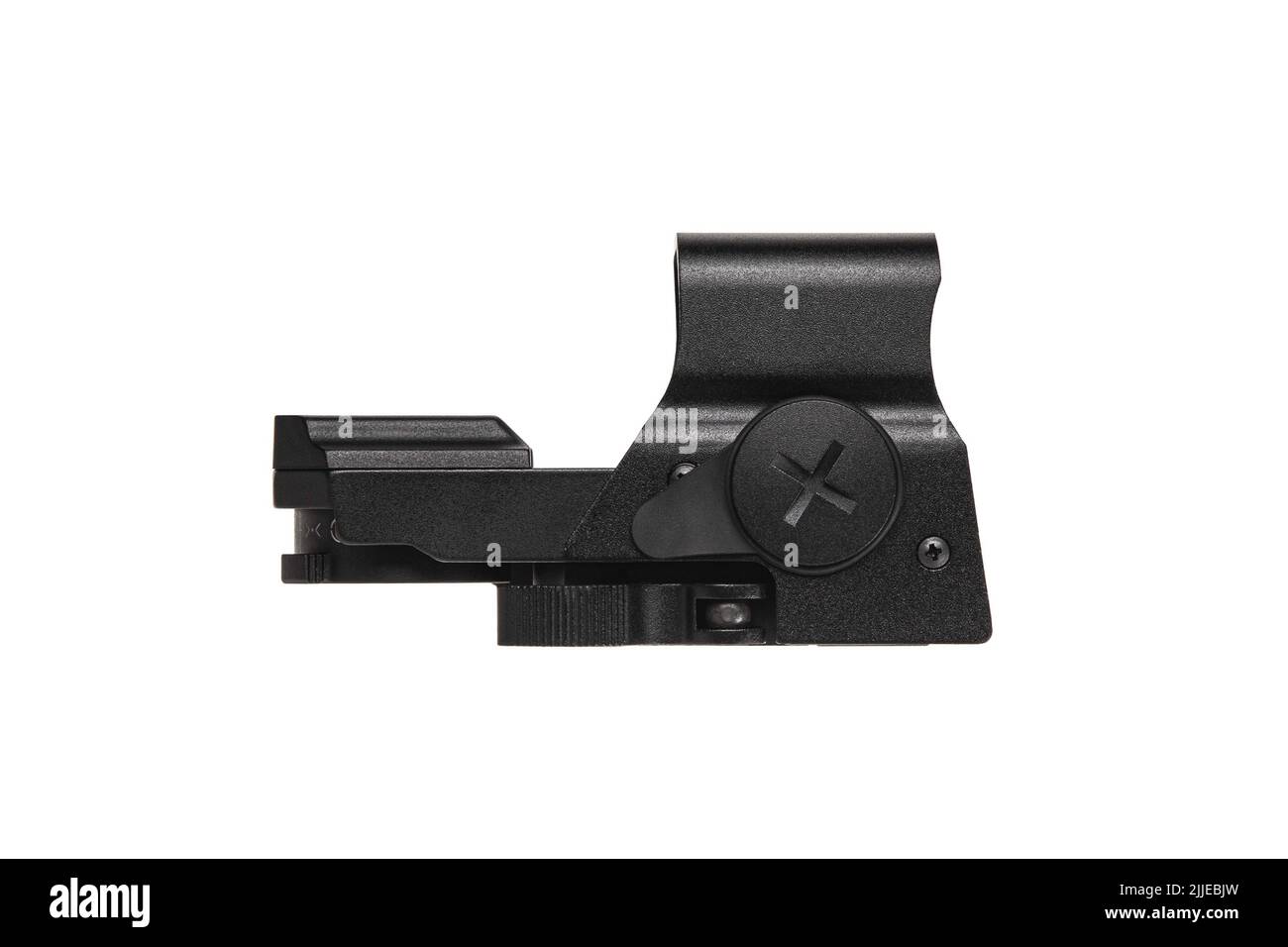 Modern optical collimator sight. Aiming device for shooting at short distances. Red dot sight