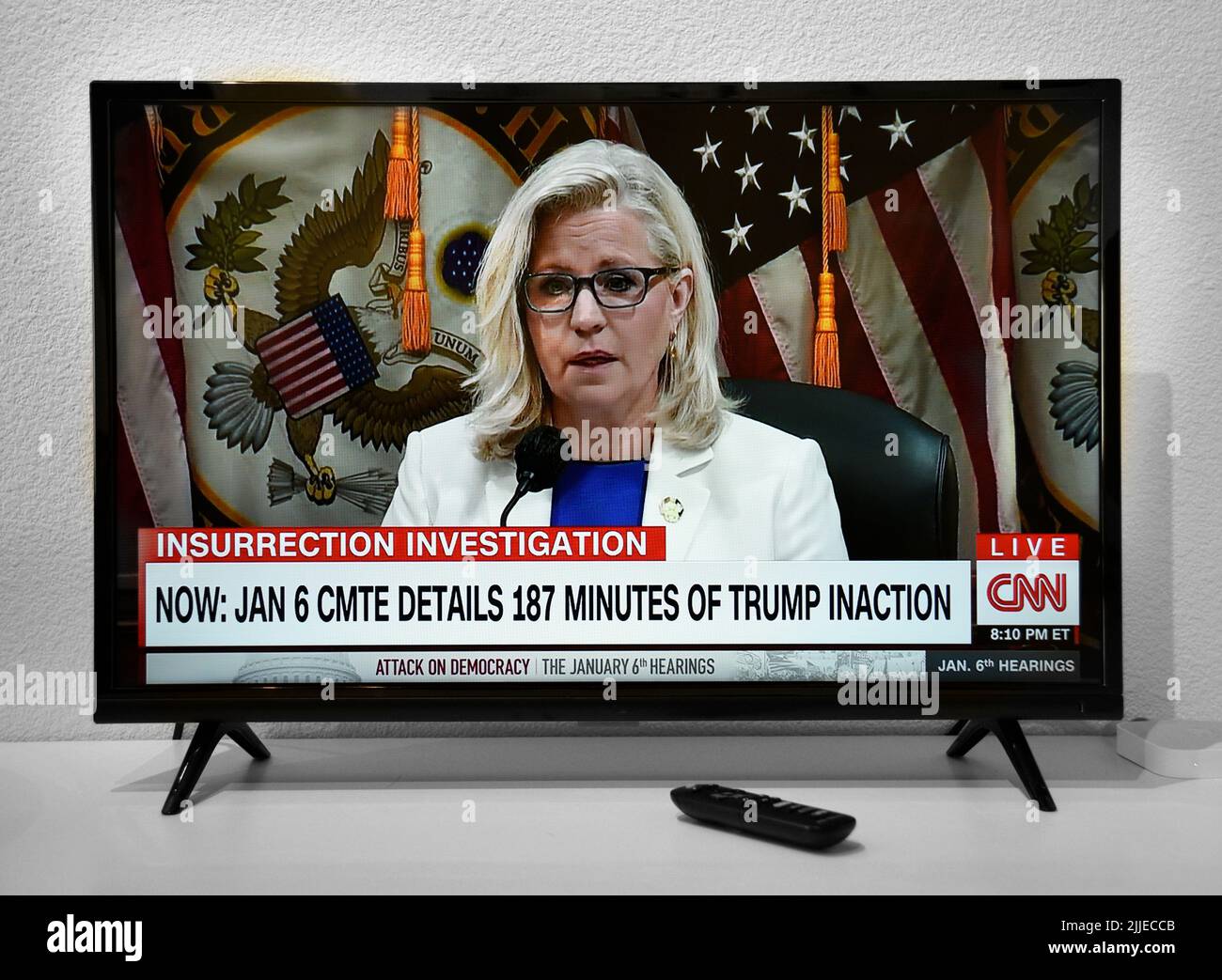 A CNN television screenshot of Vice Chair Liz Cheney at the House