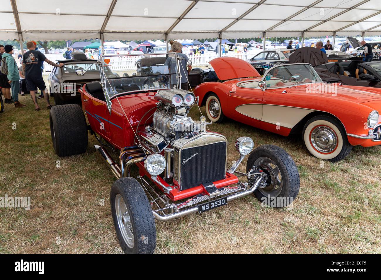 Red Ford 'Streetrod' car at CarFest Stock Photo