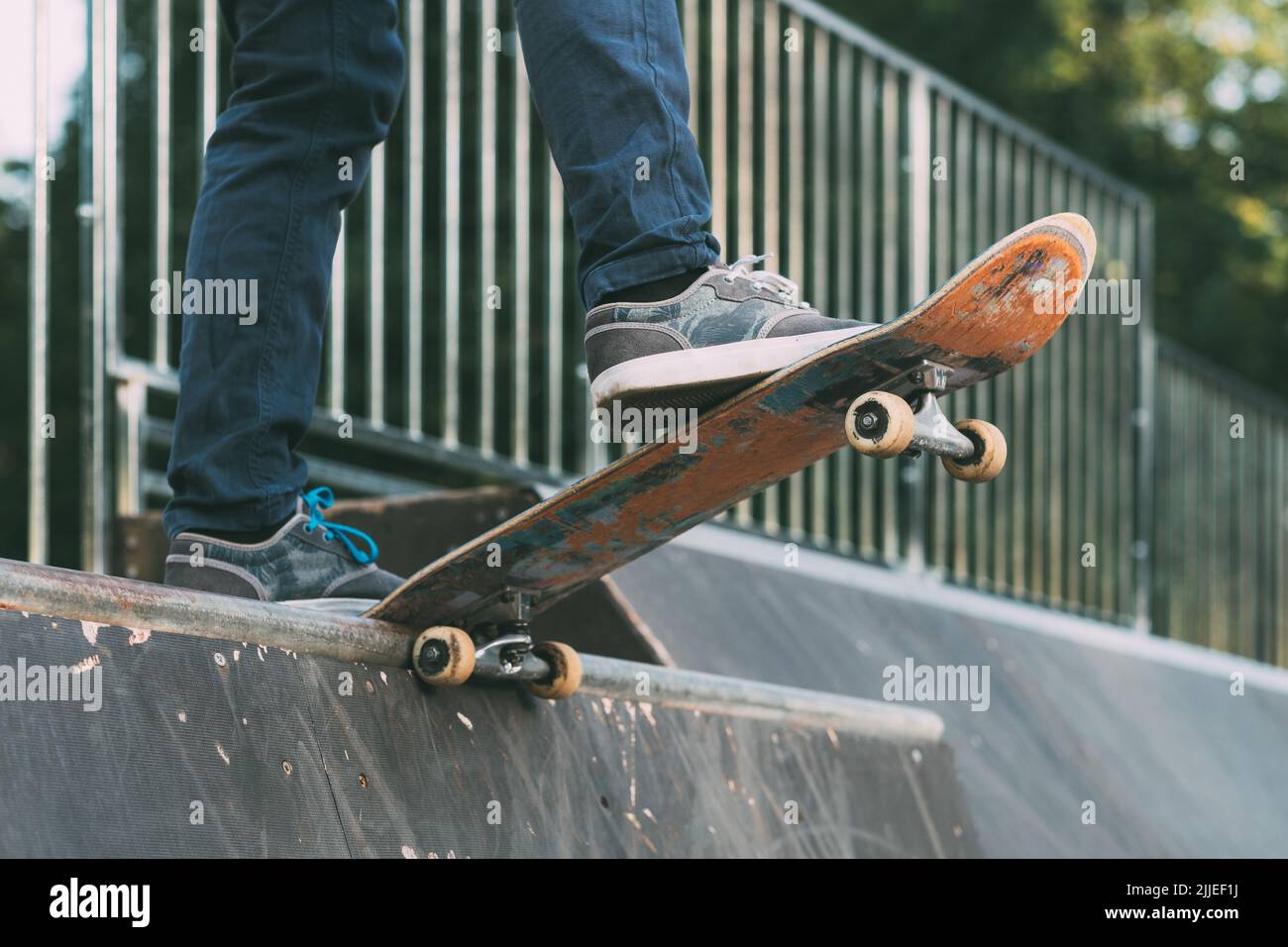 skateboarding lifestyle youth culture man ramp Stock Photo