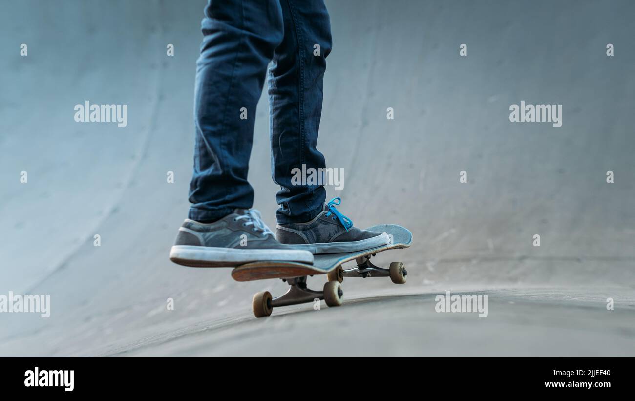 urban hipster youth leisure skateboarding hobby Stock Photo