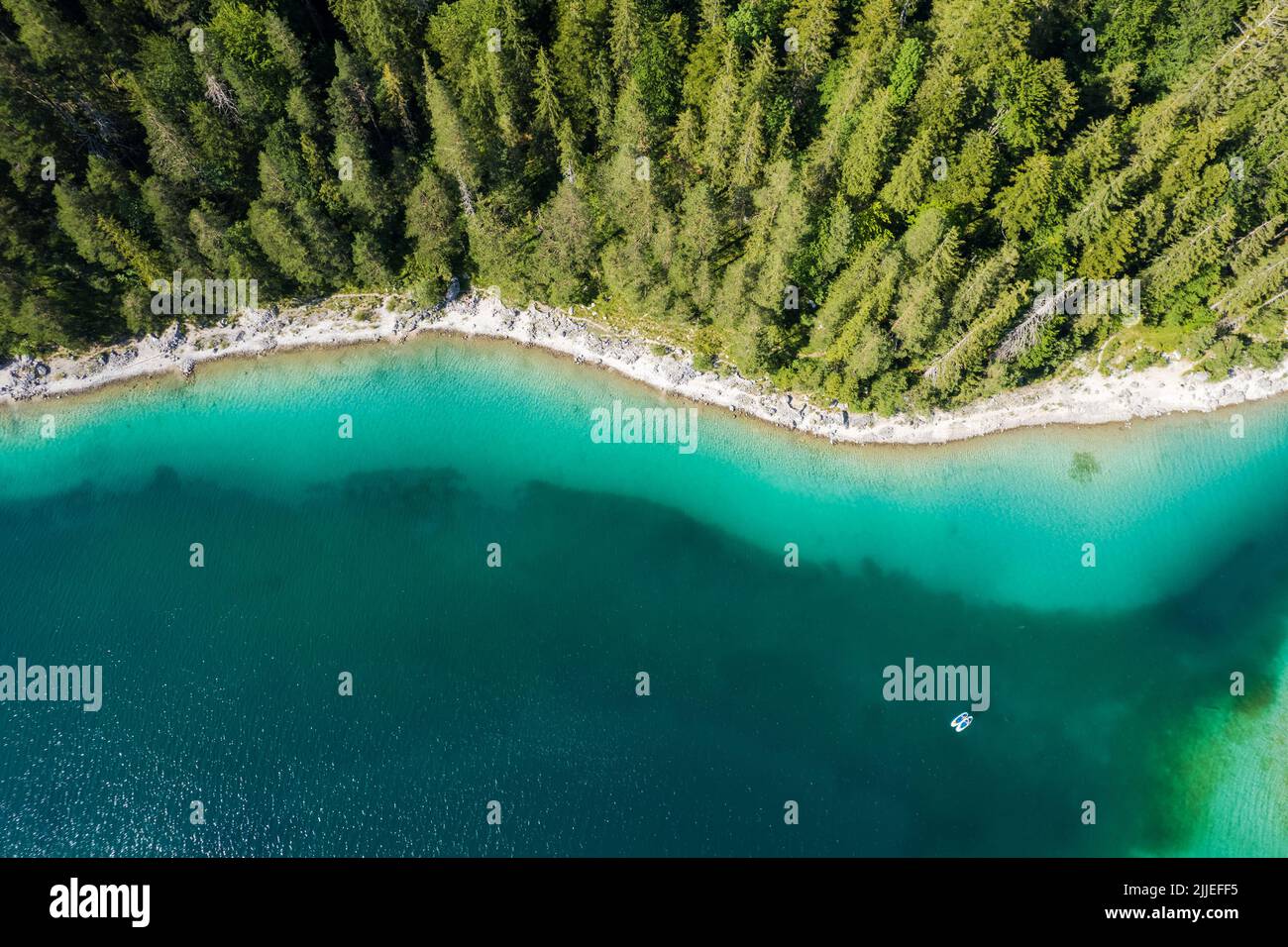 Scenic Aerial Shoreline Vista of the Eibsee Lake Near Garmisch