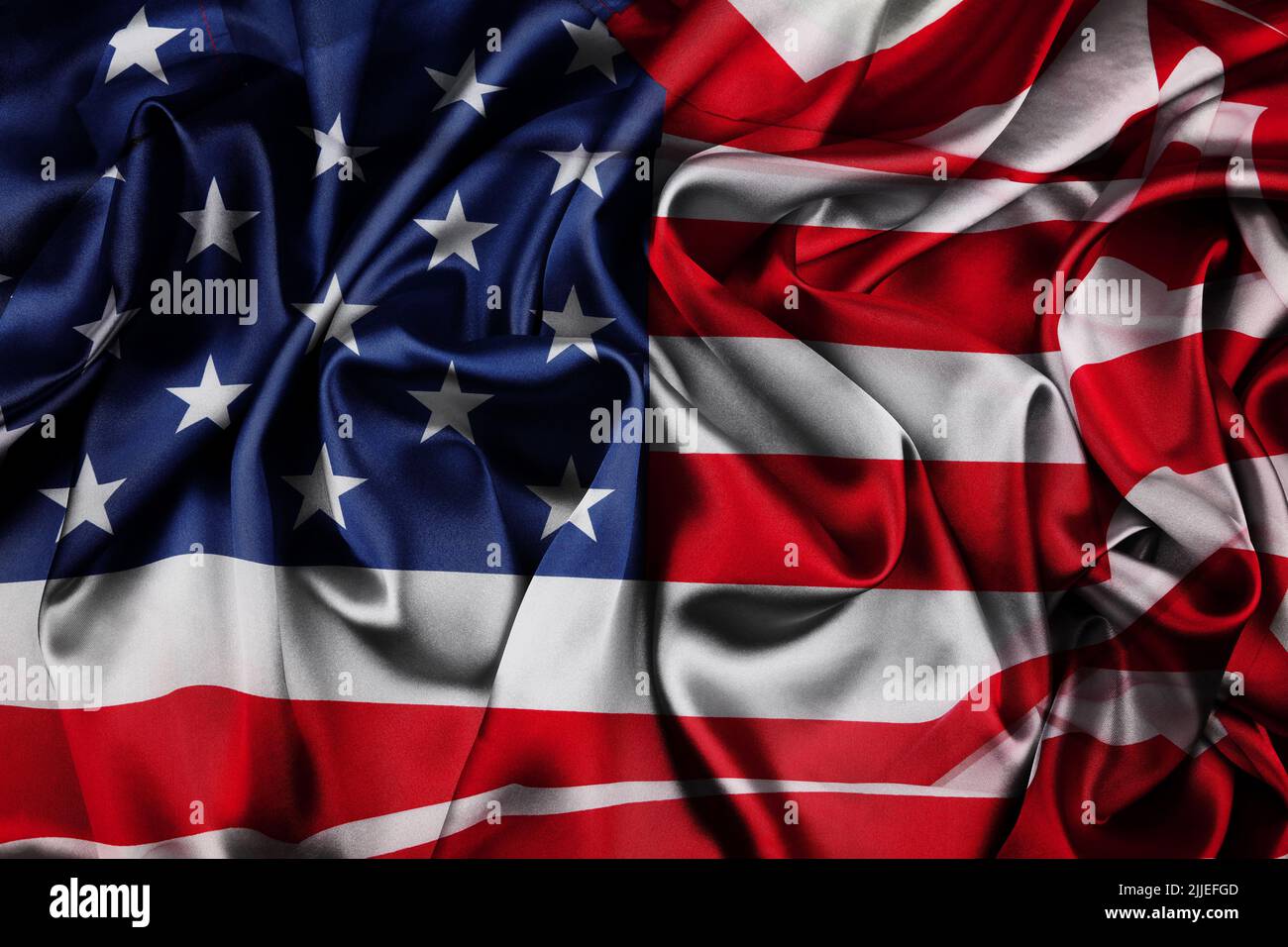 Silky rippled American flag stars and stripes Stock Photo