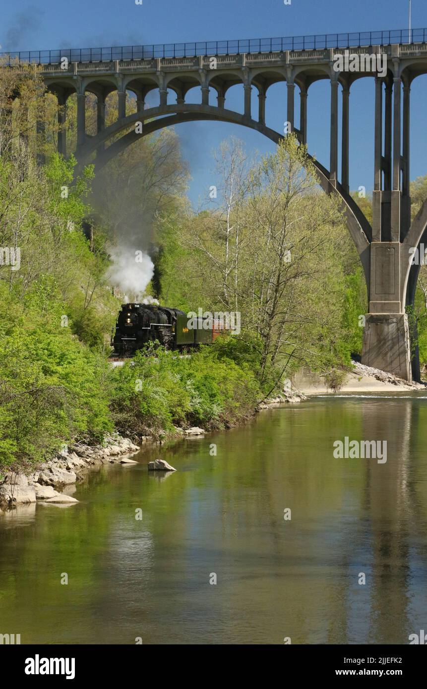 Nickel Plate Road no. 765 is a 2-8-4 'Berkshire' type steam locomotive built for the Nickel Plate Road in 1944 by the Lima Locomotive Works in Lima, O Stock Photo