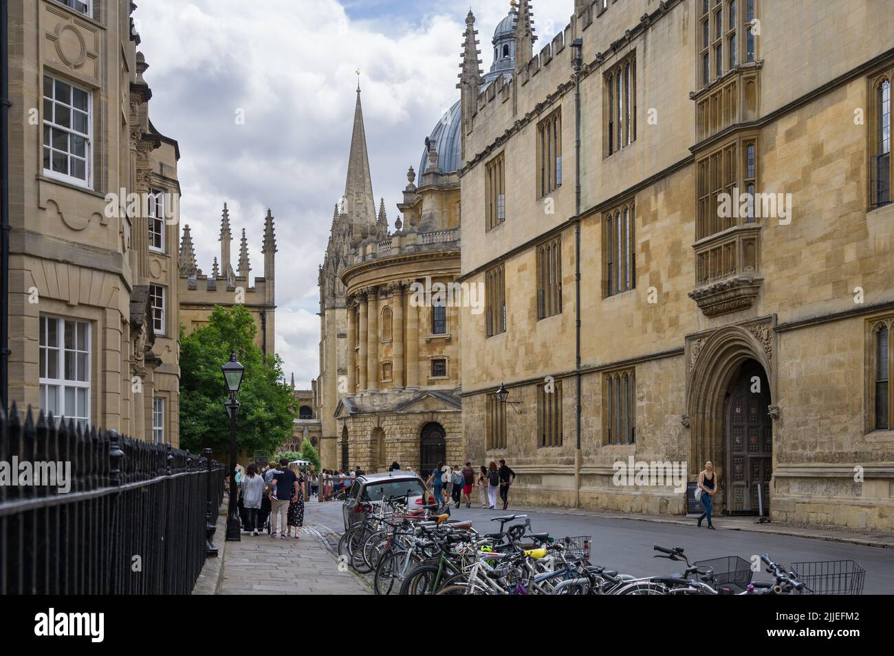View down Catte Street, with the Radcliffe Camera, Bodleian Library and University Church of St Mary the Virgin, Oxford, UK Stock Photo