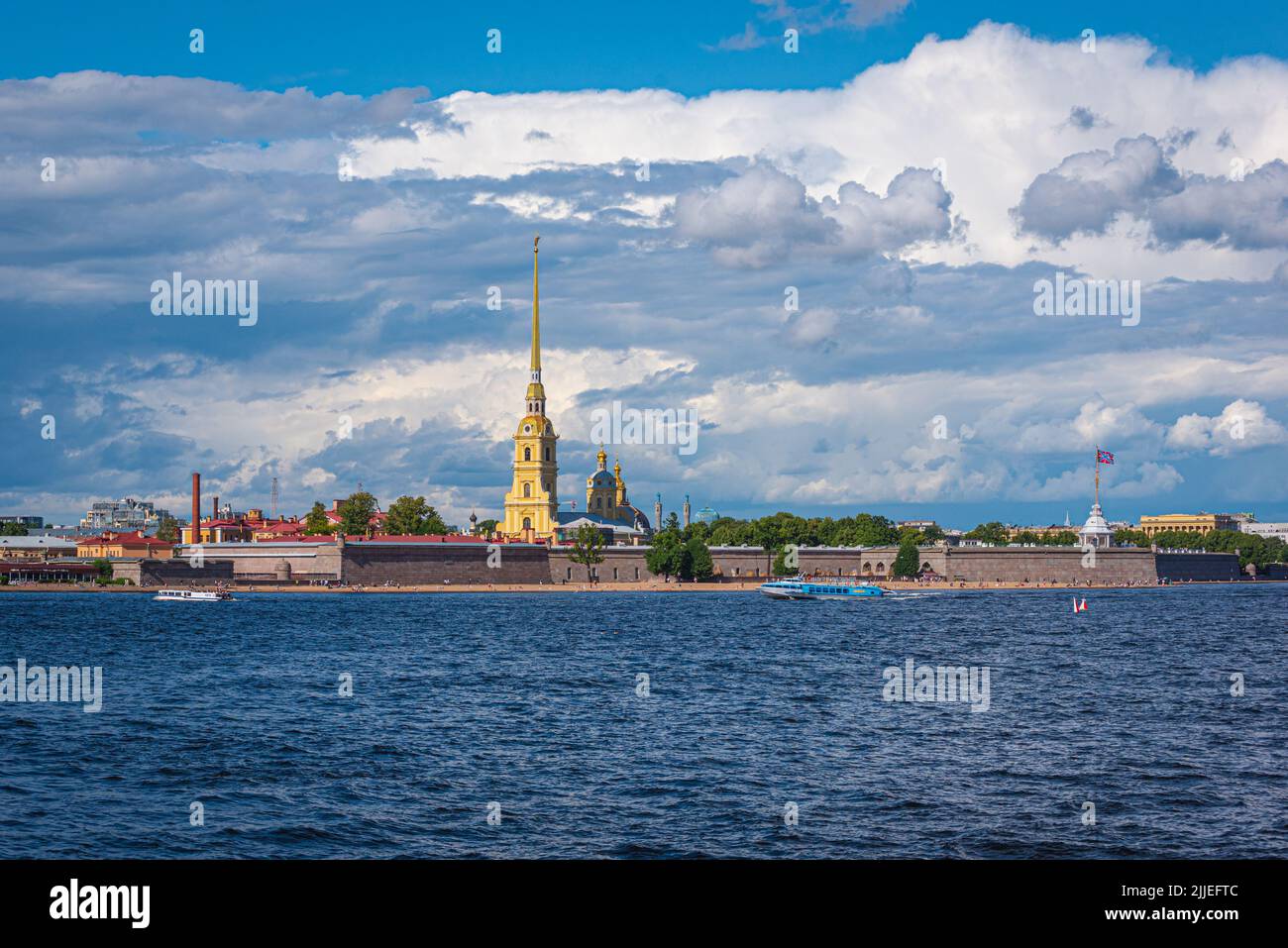 Peter and Paul Fortress and Cathedral. Saint Petersburg, Russia in summer 2022. One of the top city tourist attractions. Architecture of 18 century Stock Photo