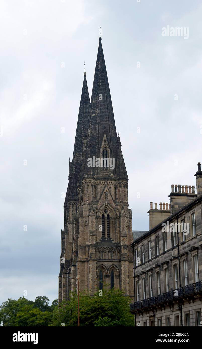 EDINBURGH, SCOTLAND - 12 JULY 2022: St Mary's Episcopal Cathedral, or the Church of St Mary the Virgin, designed by George Gilbert Scott and opened in Stock Photo