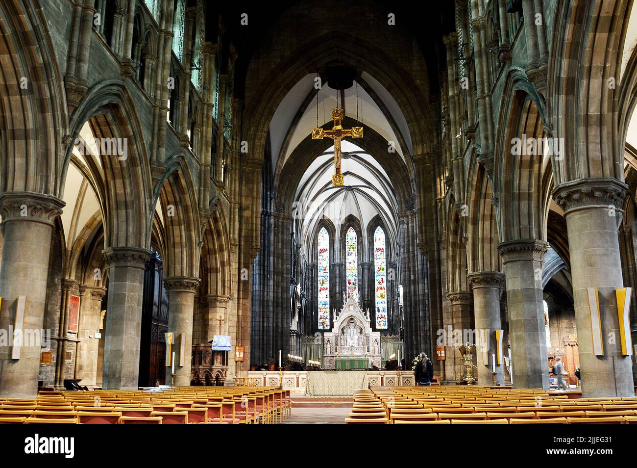 EDINBURGH, SCOTLAND - 12 JULY 2022:Interior of St Mary's Episcopal Cathedral, or the Church of St Mary the Virgin, designed by George Gilbert Scott. Stock Photo