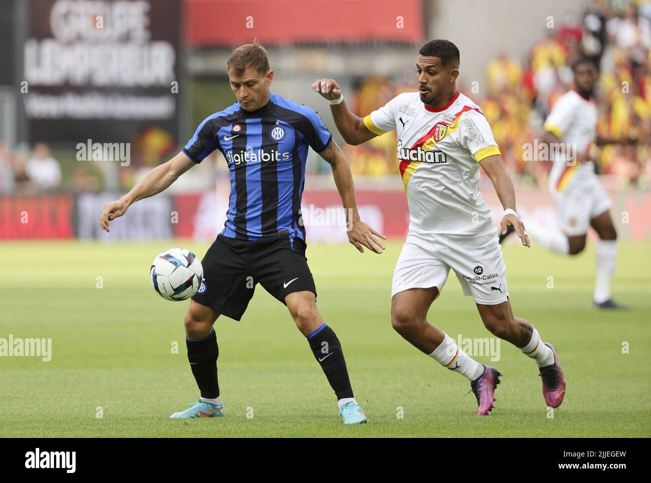Nicolo Barella of Inter Milan, Facundo Medina of Lens during the Pre