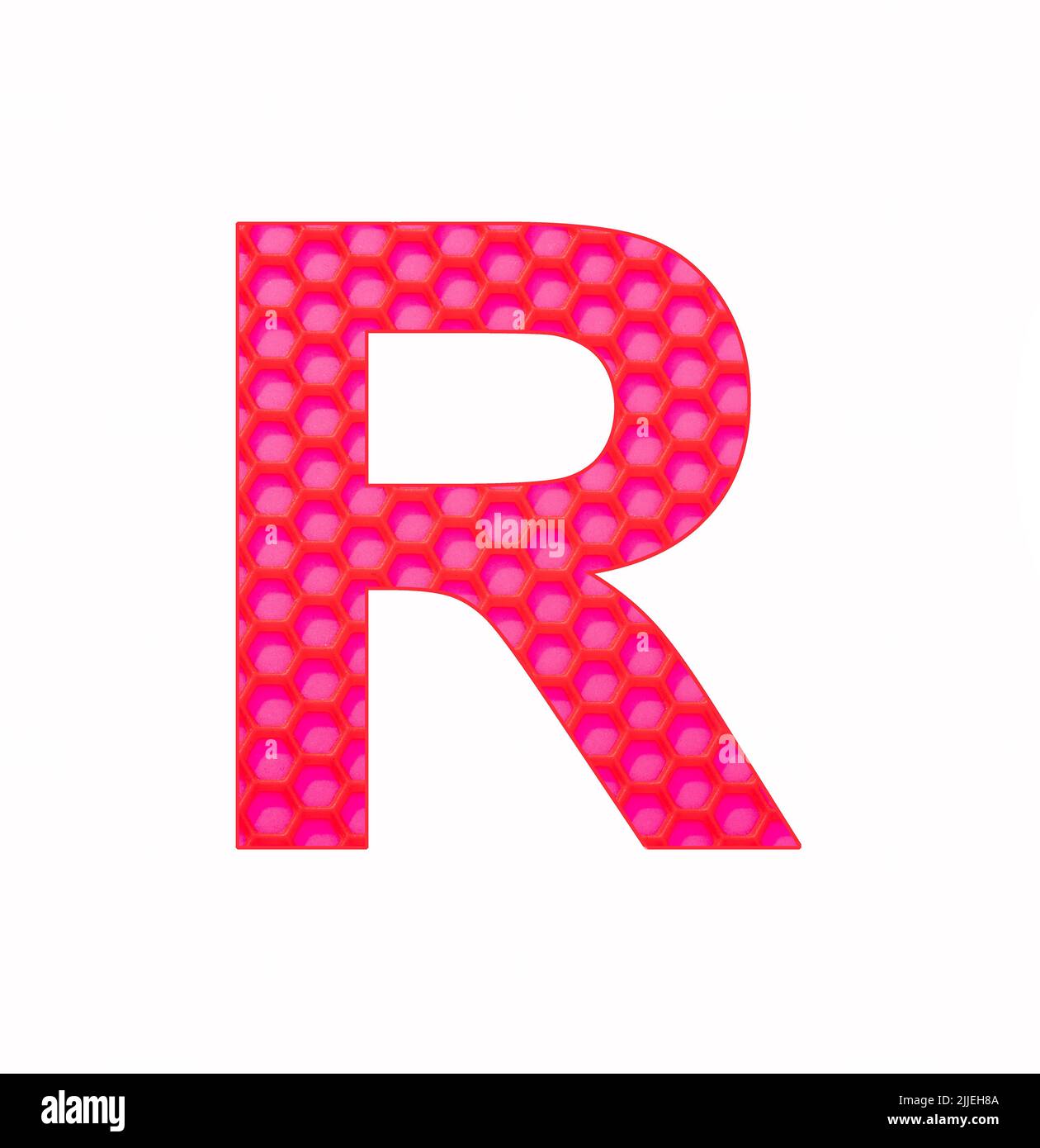 Alphabet letter R - Silicone background with red hexagons Stock Photo ...