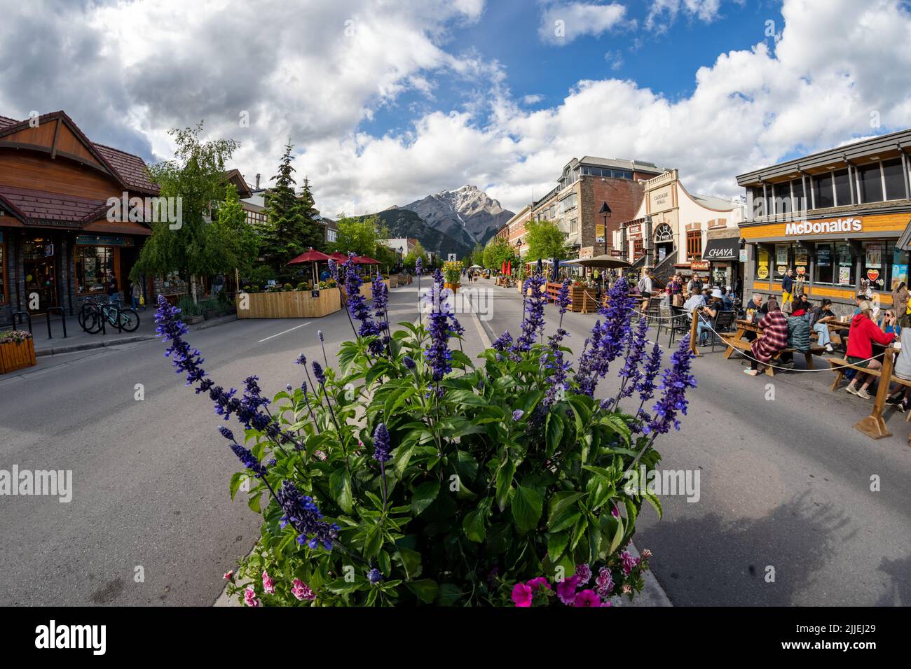 Banff, Alberta, Canada - July 10, 2022: Fisheye view of the famous ...