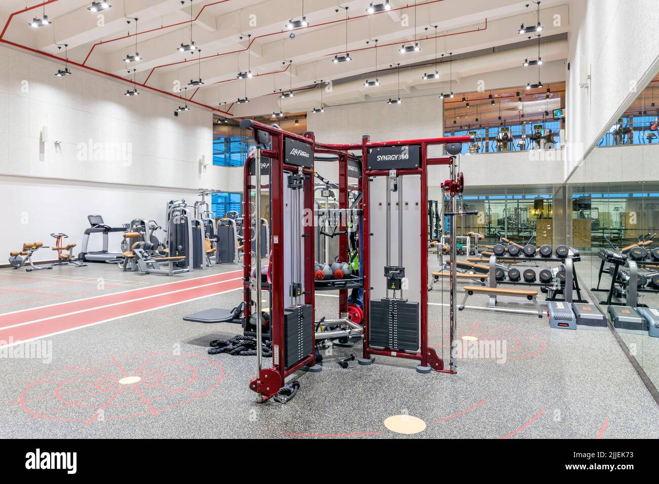 Bangkok, Thailand - May 02, 2017: Interior of The Atrium Club fitness center in Tipco Tower located in Bangkok, Thailand. Stock Photo