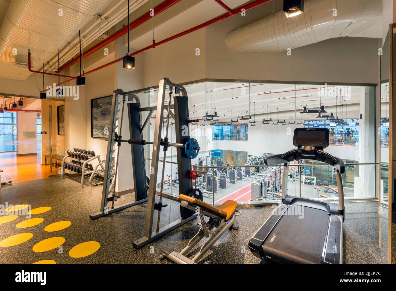 Bangkok, Thailand - May 02, 2017: Interior of The Atrium Club fitness center in Tipco Tower located in Bangkok, Thailand. Stock Photo