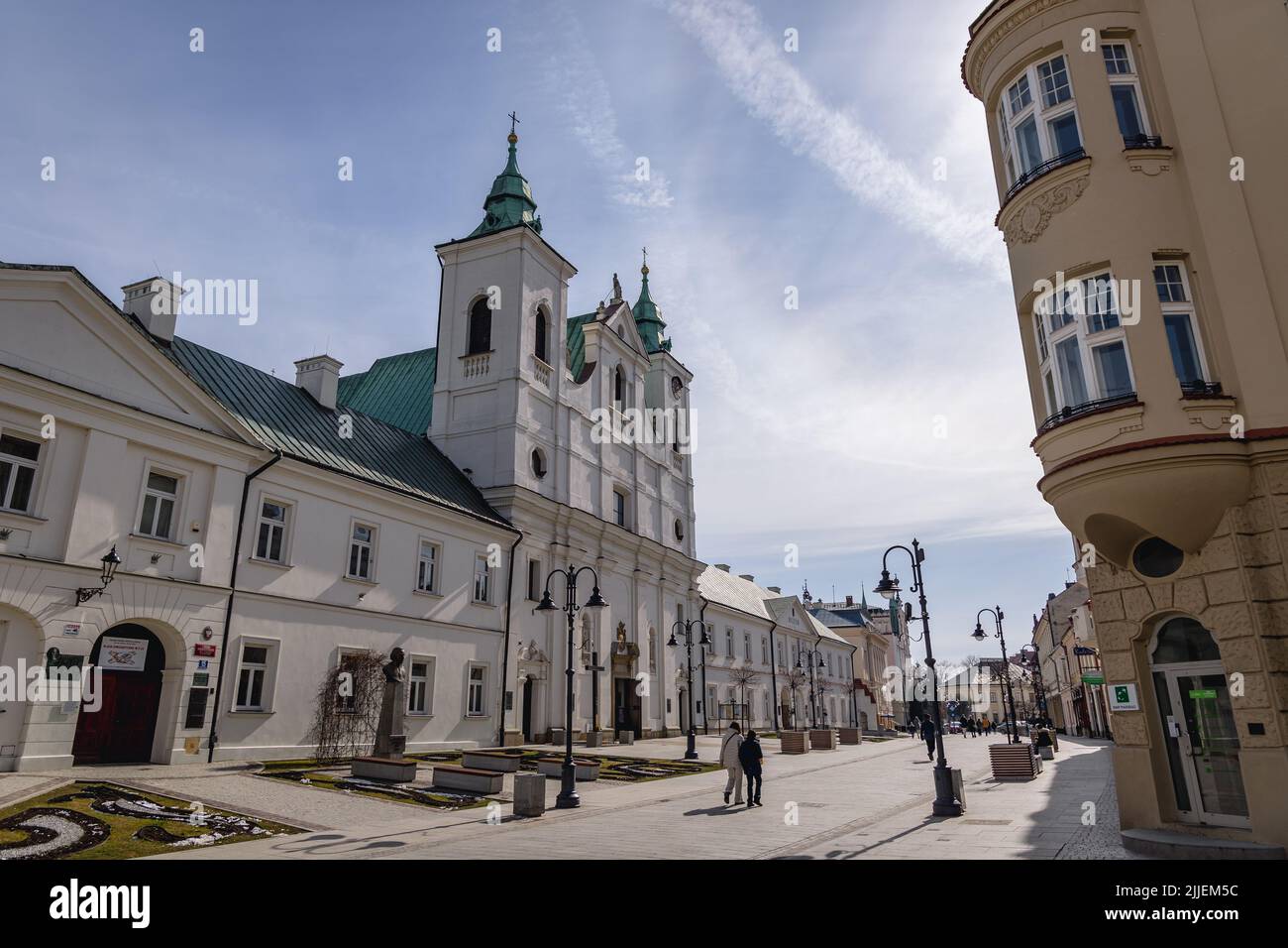The Church of the Holy Cross and the Post-Piarist Convent in Rzeszow, largest city in southeastern Poland, capital of Subcarpathian Voivodeship Stock Photo