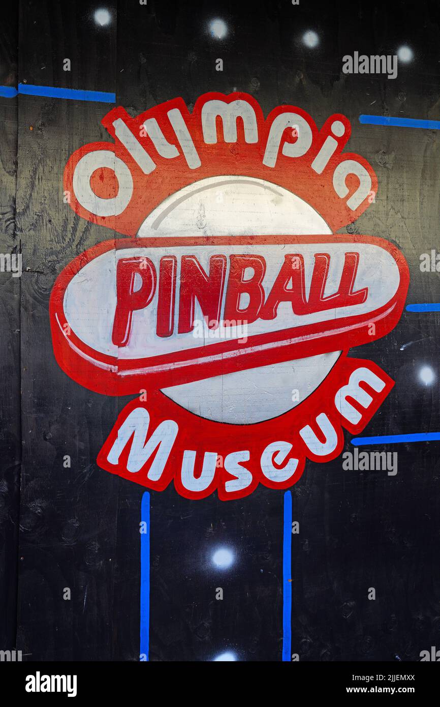 OLYMPIA, WA 2 OCT 2021 View of the Olympia Pinball Museum located in