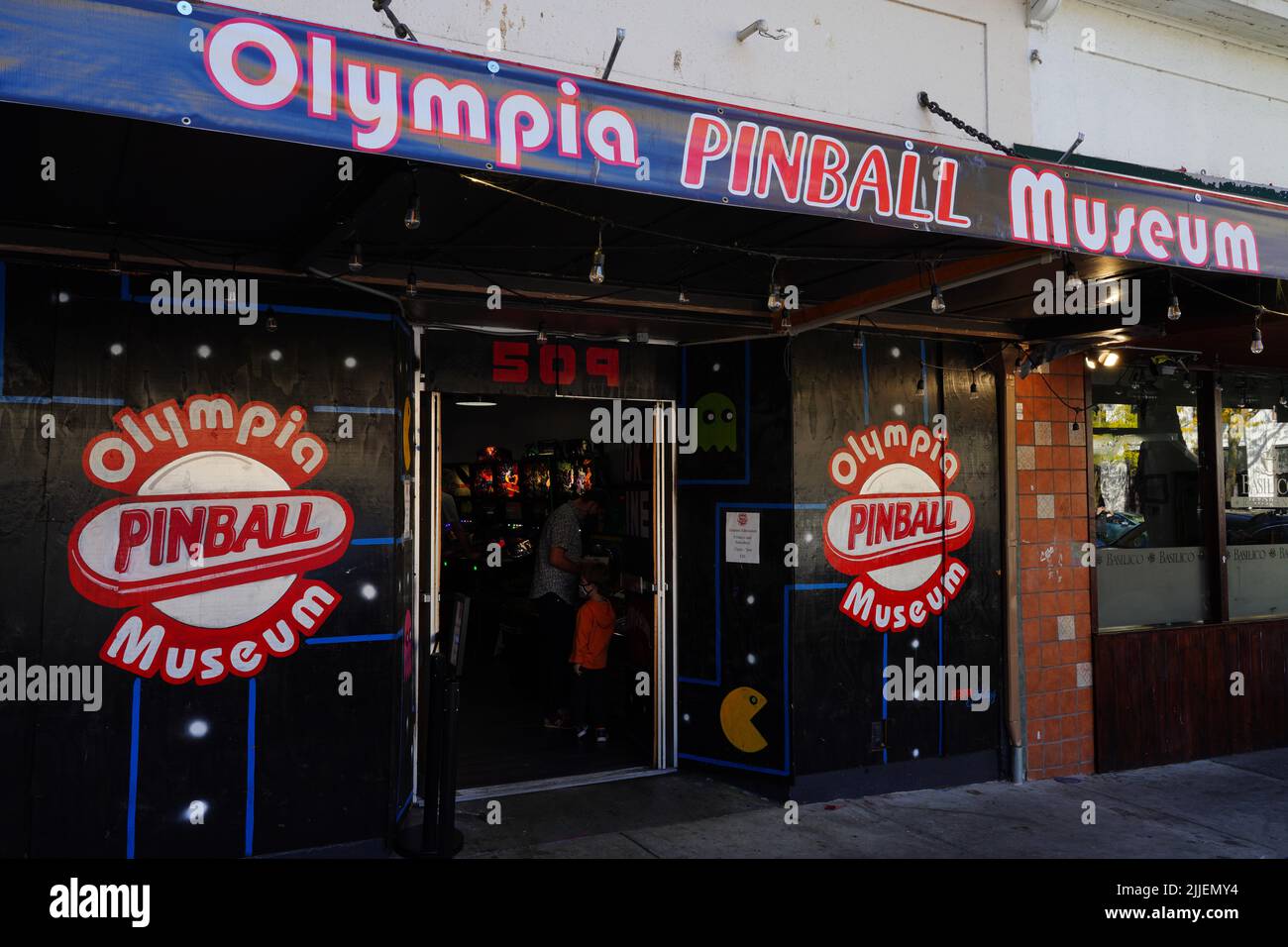 OLYMPIA, WA 2 OCT 2021 View of the Olympia Pinball Museum located in