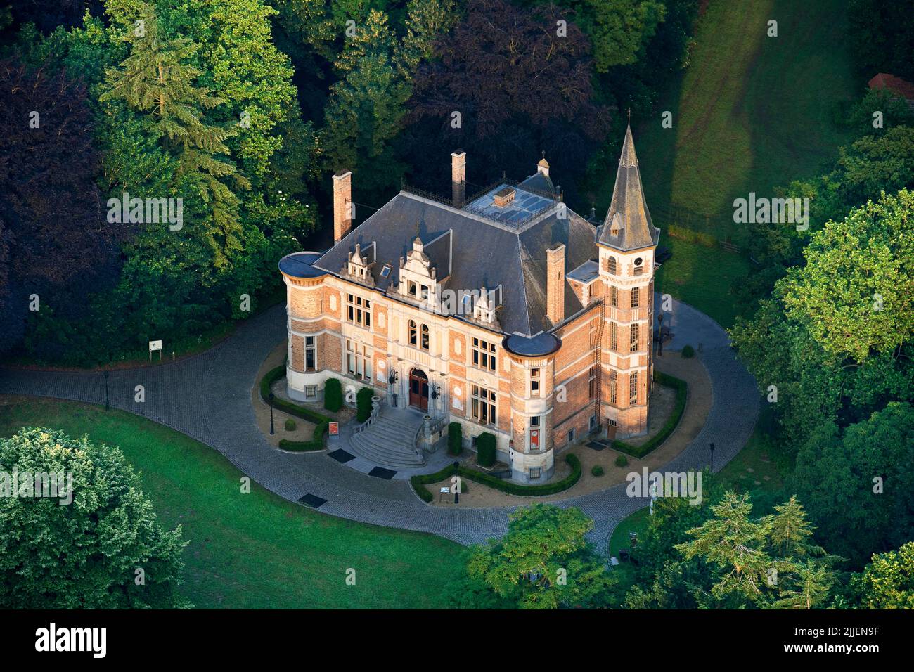 Blankaart Castle, aerial view, Belgium, Flanders, Diksmuide Stock Photo