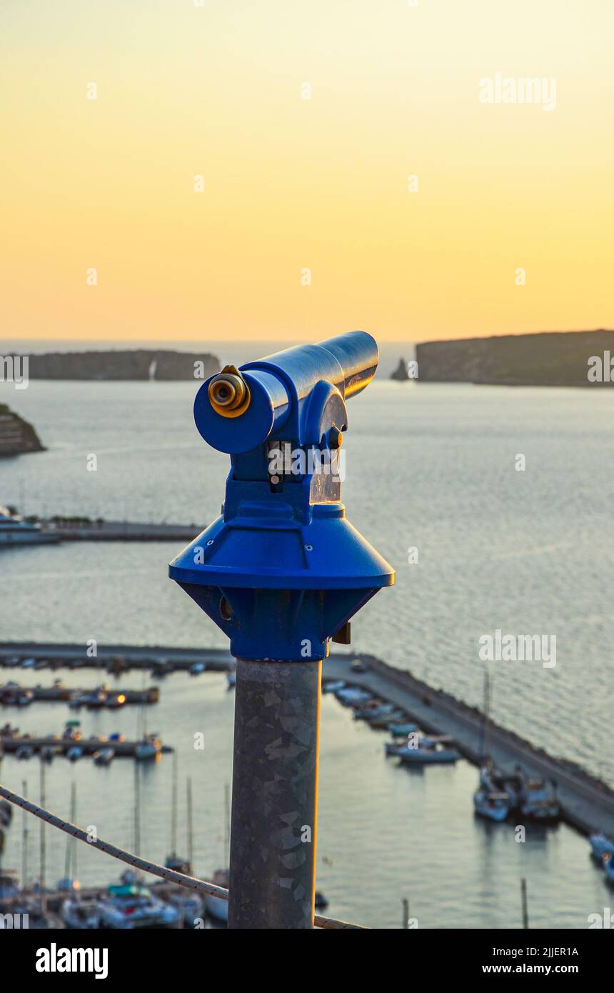Jjer Blue Binocular located at the seaside city of Pylos, Greece with a ...
