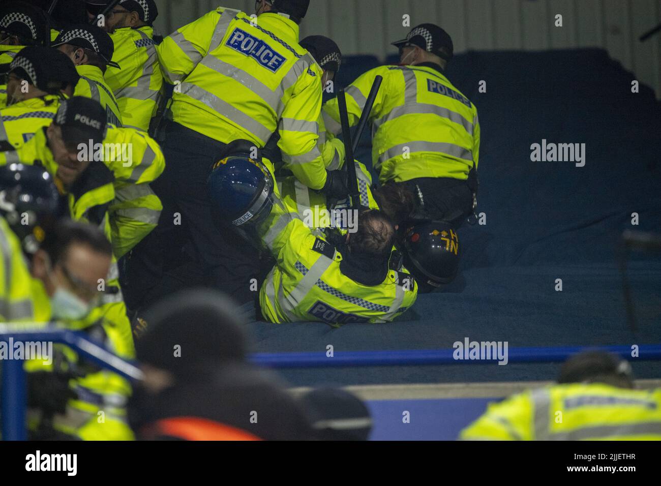 Leicester fans fighting hires stock photography and images Alamy