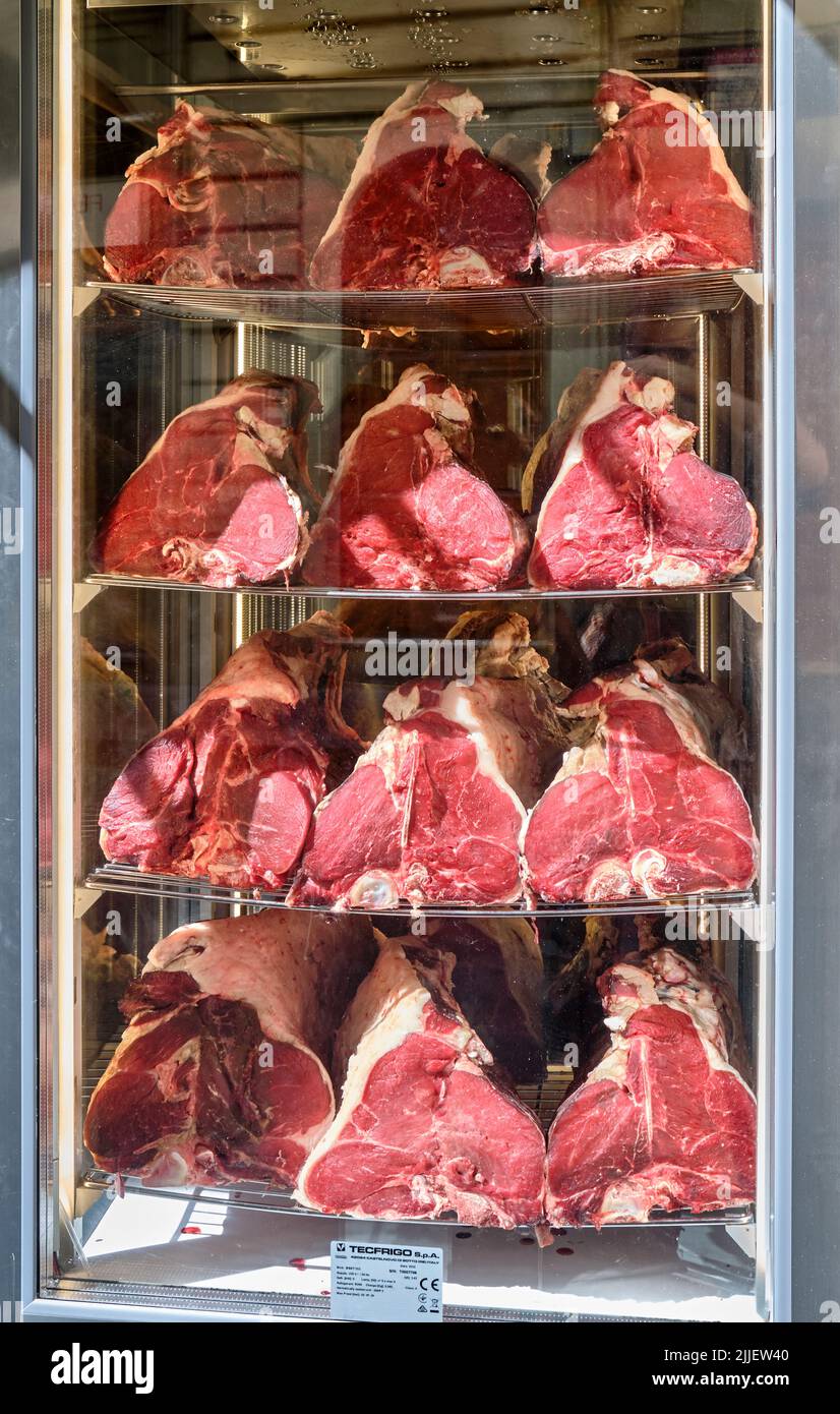 Raw Steak or Bistecca Display Florence Italy Stock Photo