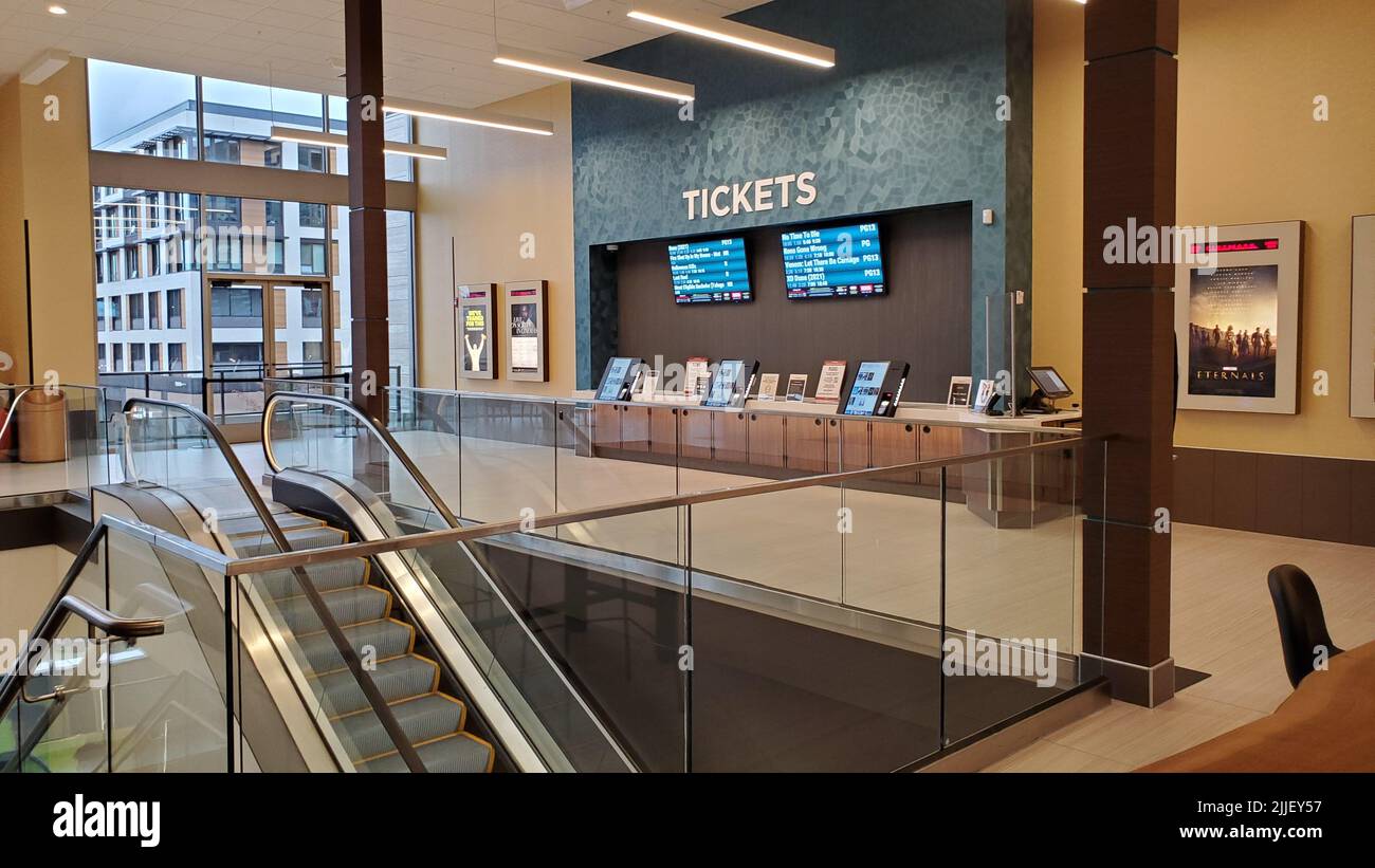 Kirkland, WA USA - circa October 2021: View of the interior of a Cinemark movie theater Stock Photo