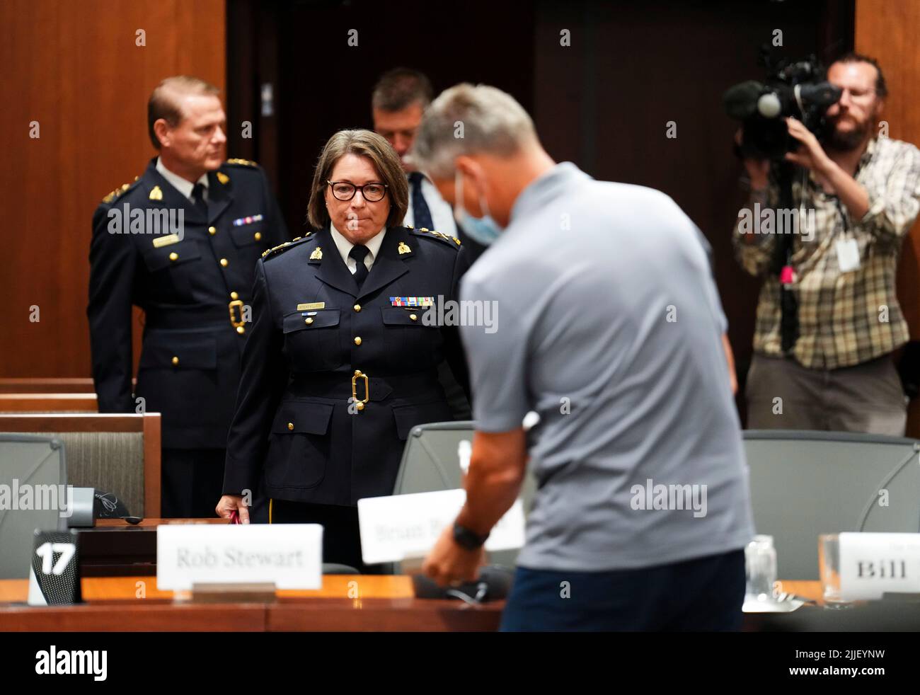 RCMP Commissioner Brenda Lucki appears as a witness at the Standing Committee on Public Safety and National Security on Parliament Hill in Ottawa on Monday, July 25, 2022. The committee is looking into allegations of political interference in the 2020 Nova Scotia Mass Murder Investigation  THE CANADIAN PRESS/Sean Kilpatrick Stock Photo
