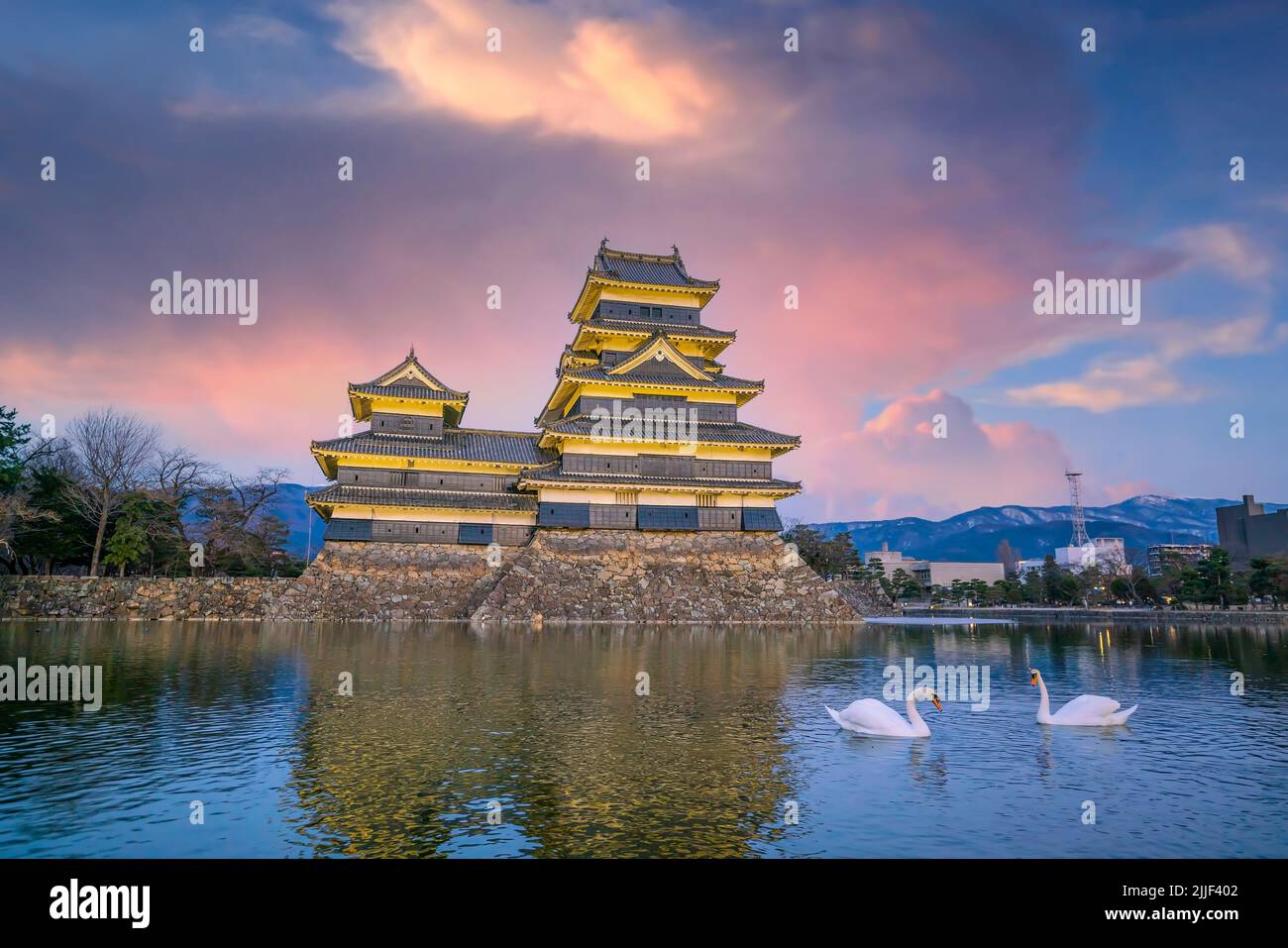 Matsumoto Castle with it???s reflection in Matsumoto, Nagano Prefecture