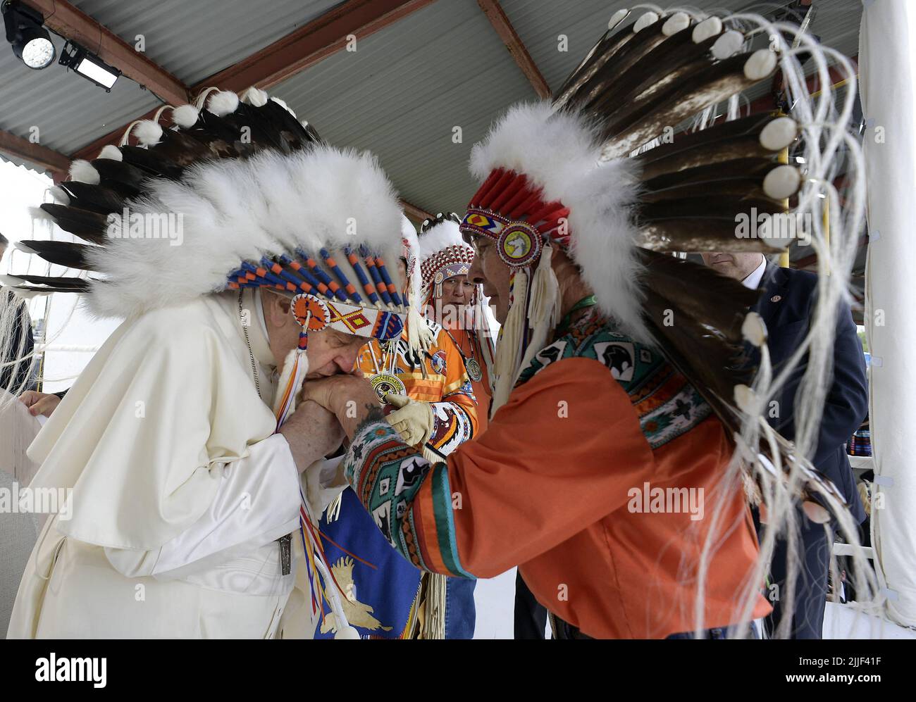 Edmonton, western Canada, July 25, 2022. Pope Francis meets with ...