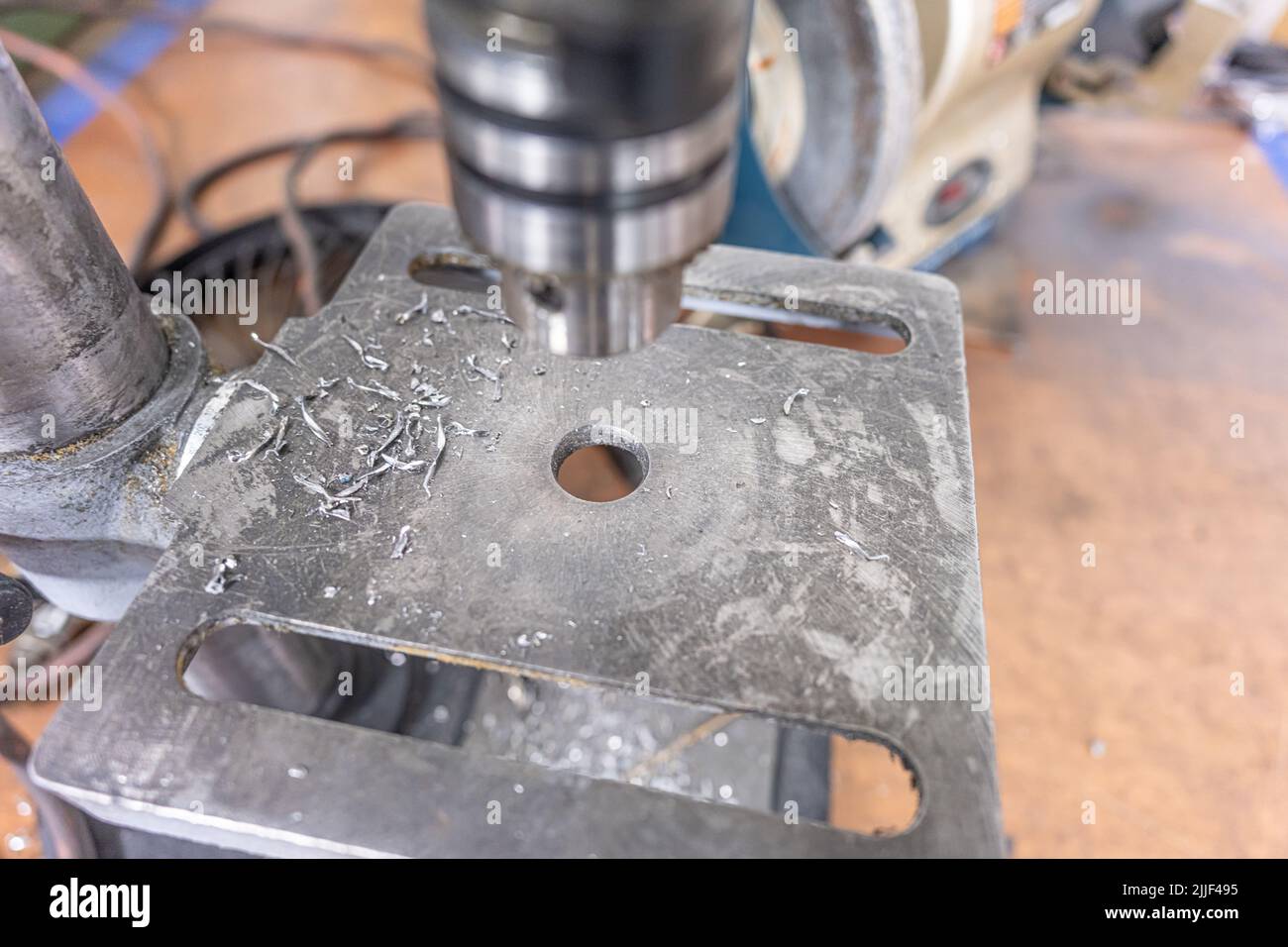metal punch with metal shavings in a factory Stock Photo Alamy