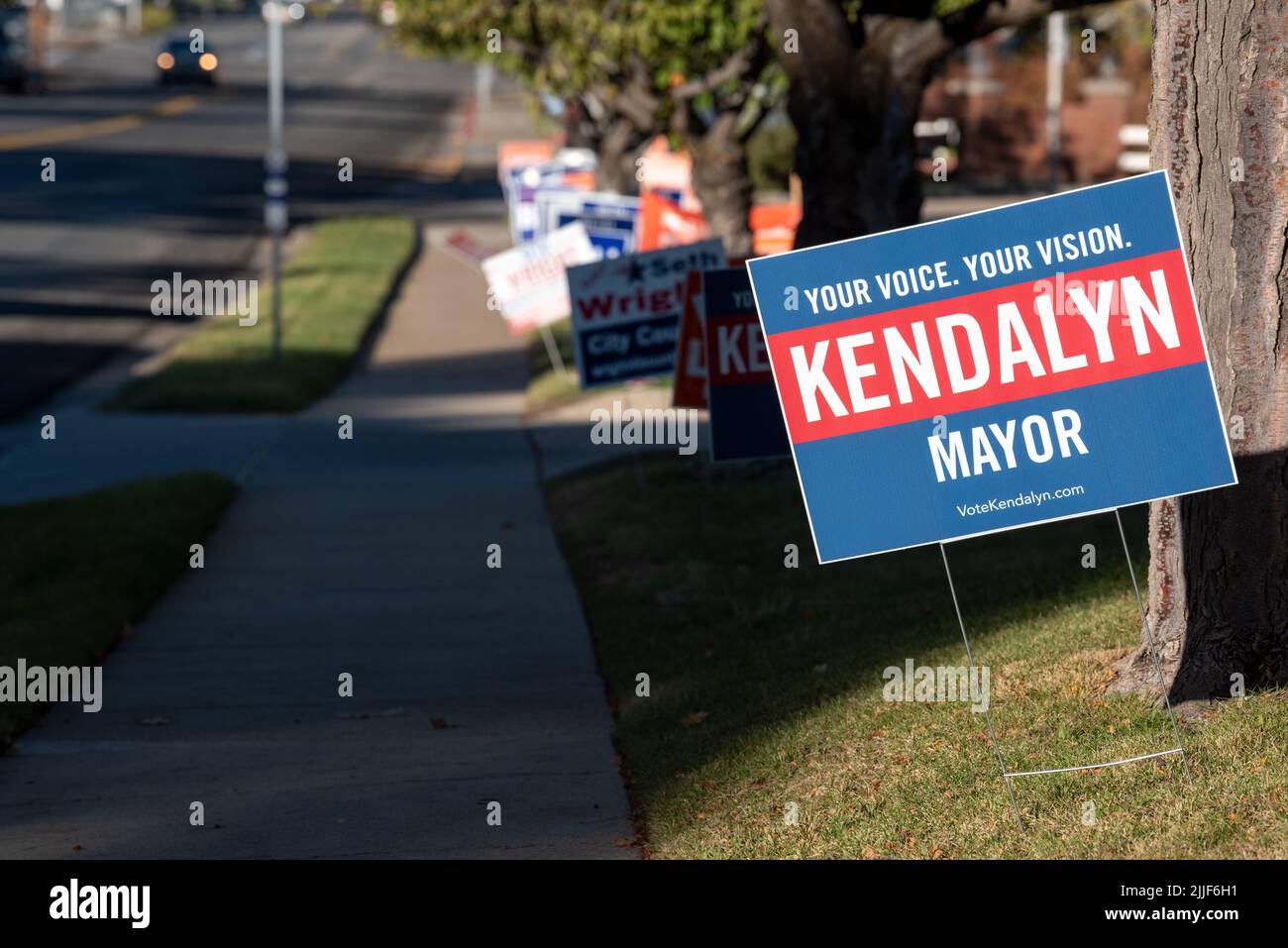Election signs in Bountiful, Utah. Stock Photo