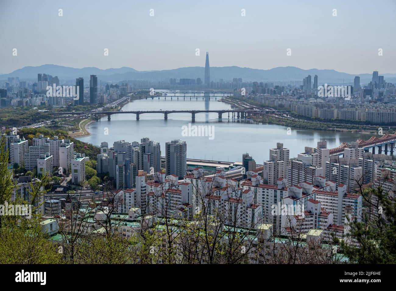 Panoramic cityscape of Seoul, capital of South Korea on April 15 2022 Stock Photo