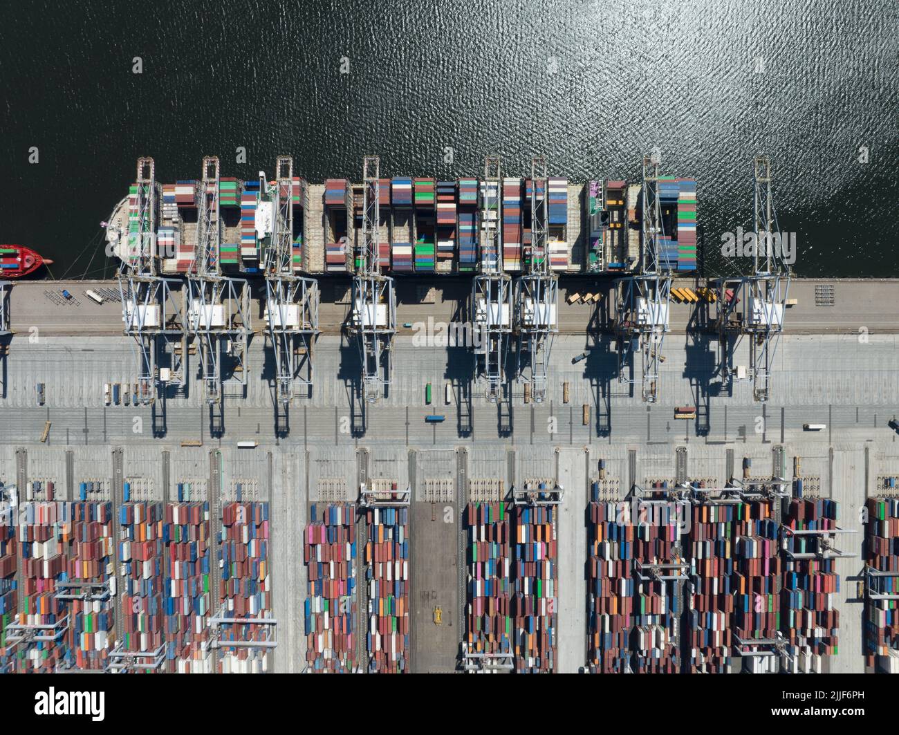 Container shipping terminal in the port harbour. import export and