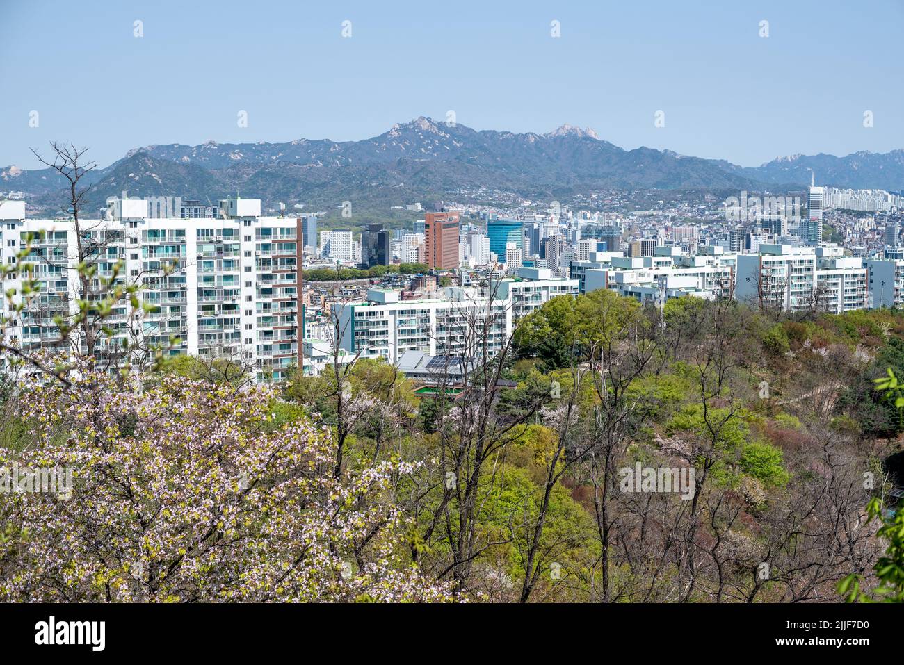 Panoramic cityscape of Seoul, capital of South Korea on April 15 2022 Stock Photo