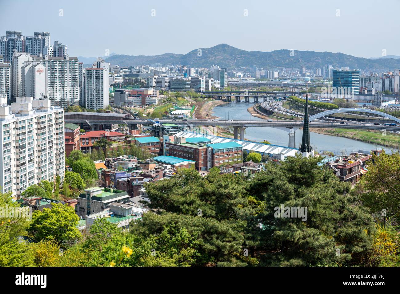 Panoramic cityscape of Seoul, capital of South Korea on April 15 2022 Stock Photo