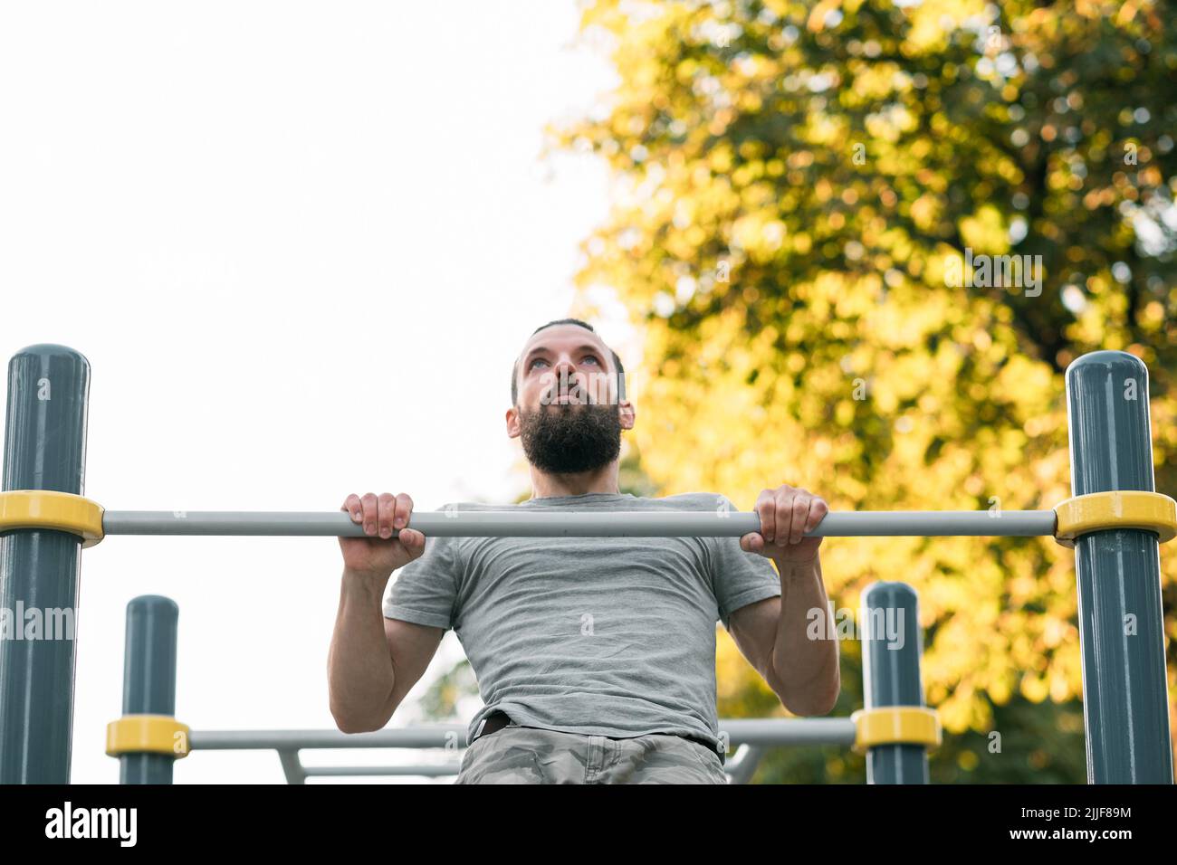 pull ups training strength exercising athletic man Stock Photo Alamy