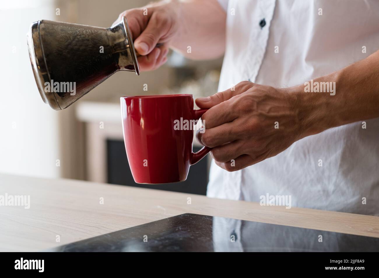 morning coffee time new day wake man Stock Photo
