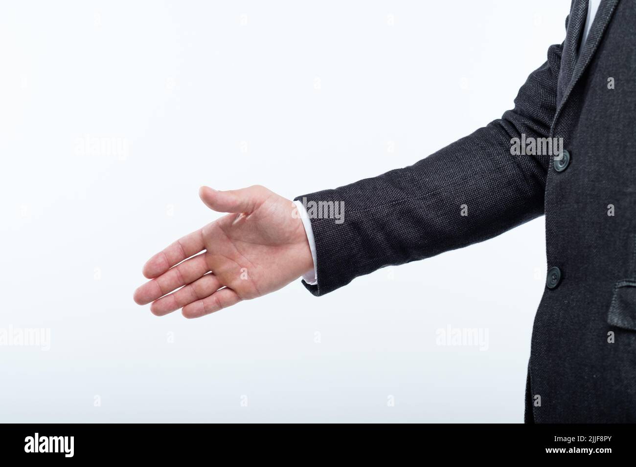 man extend handshake business meet job interview Stock Photo