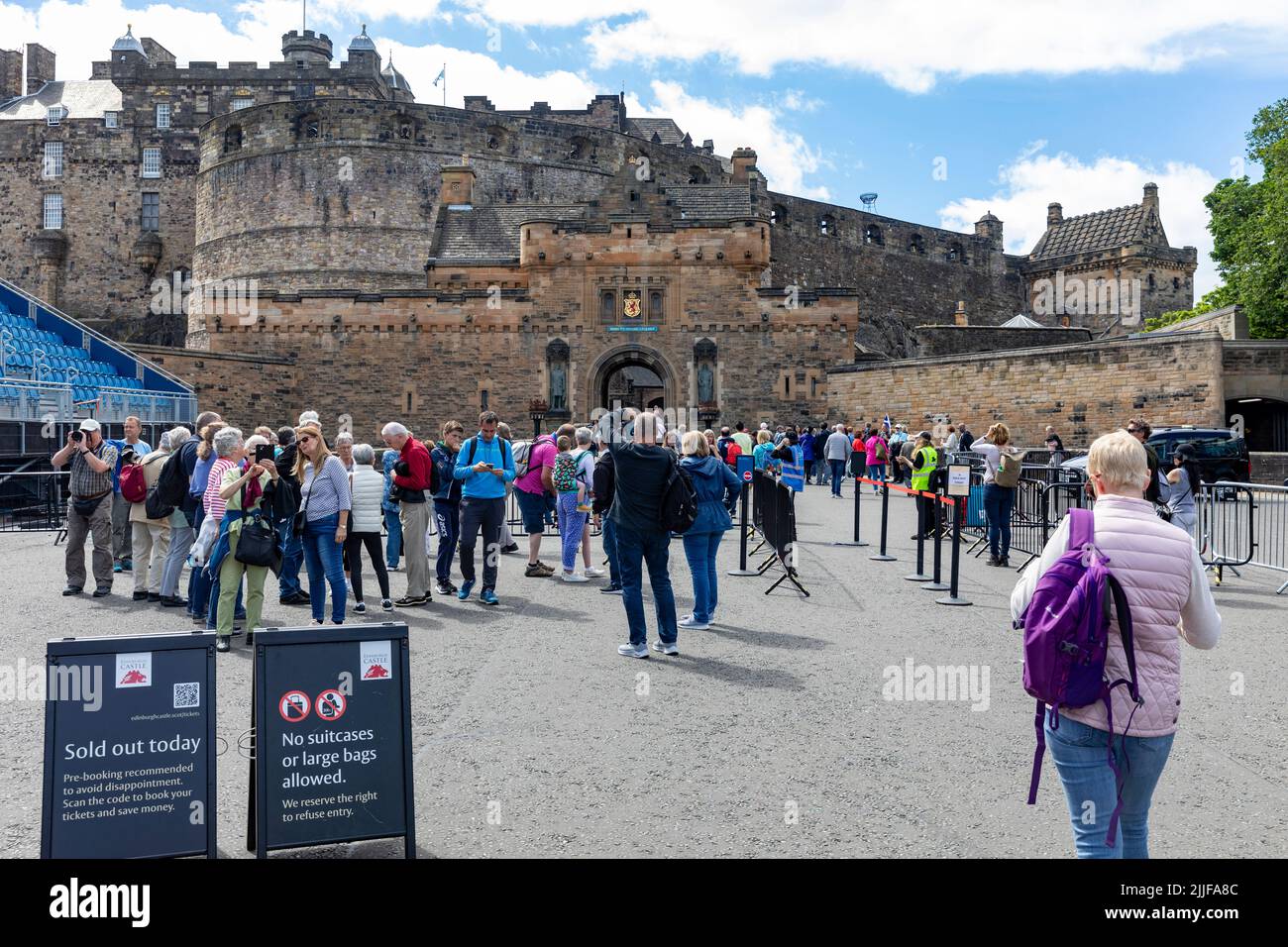 Edinburgh Castle Scotland, visitors to the castle pass past the ticket check barrier,Edinburgh,Scotland,Uk,summer 2022 Stock Photo