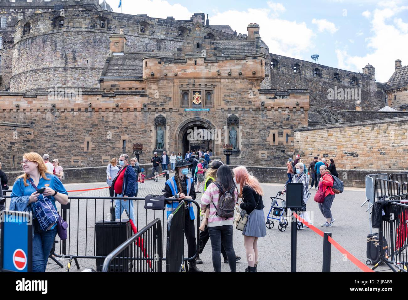 Edinburgh Castle Scotland, visitors to the castle pass past the ticket check barrier,Edinburgh,Scotland,Uk,summer 2022 Stock Photo