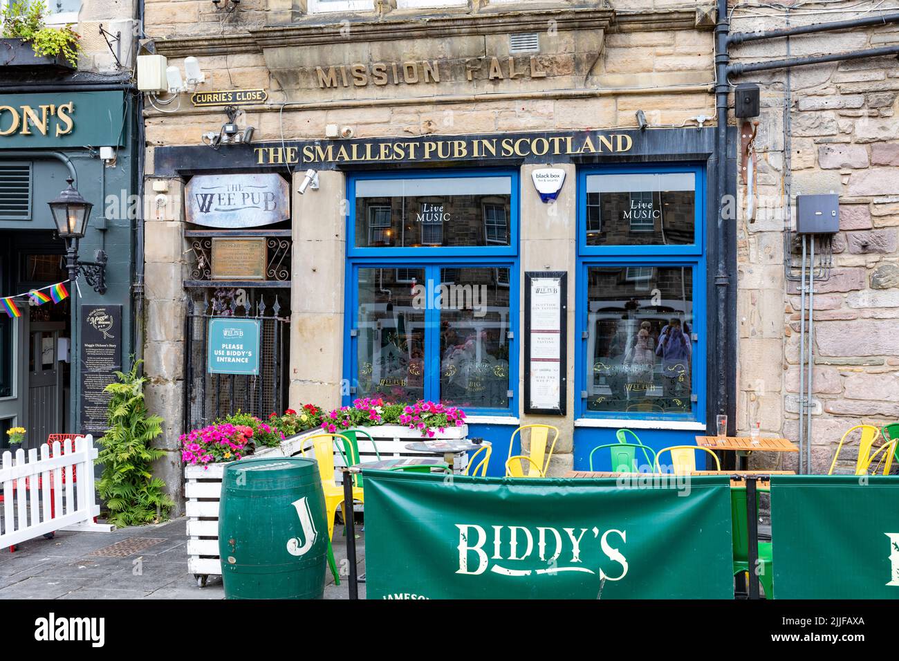 Edinburgh, the smallest pub in Scotland, located on grassmarket old town,Scotland,UK,summer 2022 Stock Photo