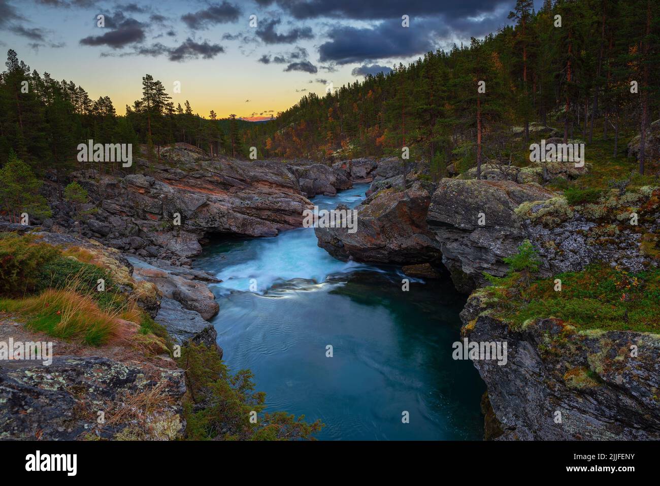 Sunset over Ridderspranget in Jotunheimen National Park, Norway Stock Photo